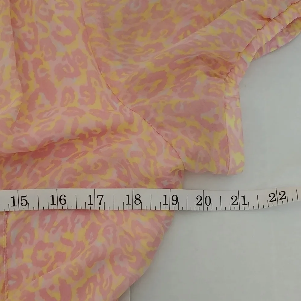 Betsey Johnson Dress‎ Size 14 Peach Call of the Wild Leopard Print Wrap FRO1W90 - Picture 5 of 13